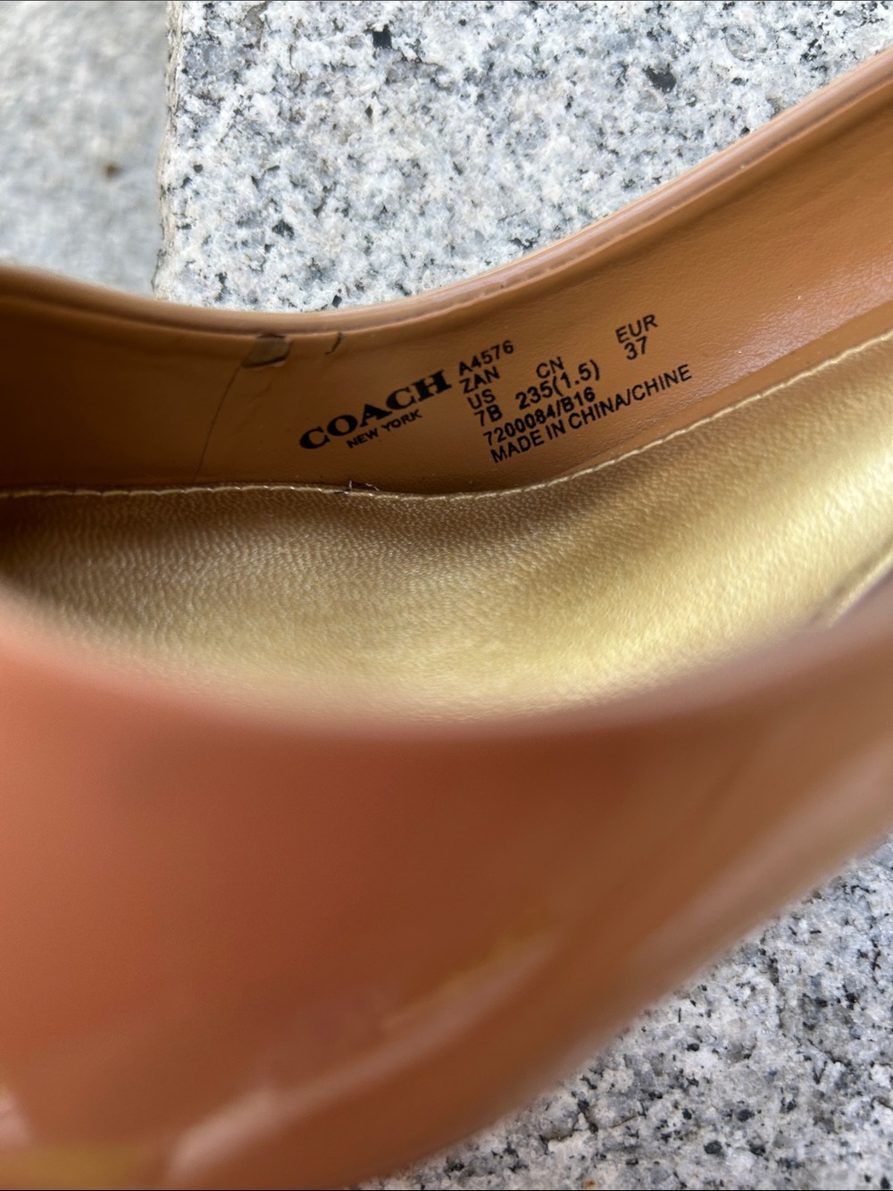 Coach Nude Patent Leather Pumps with Black Patent Pointed Toe - Picture 6 of 6